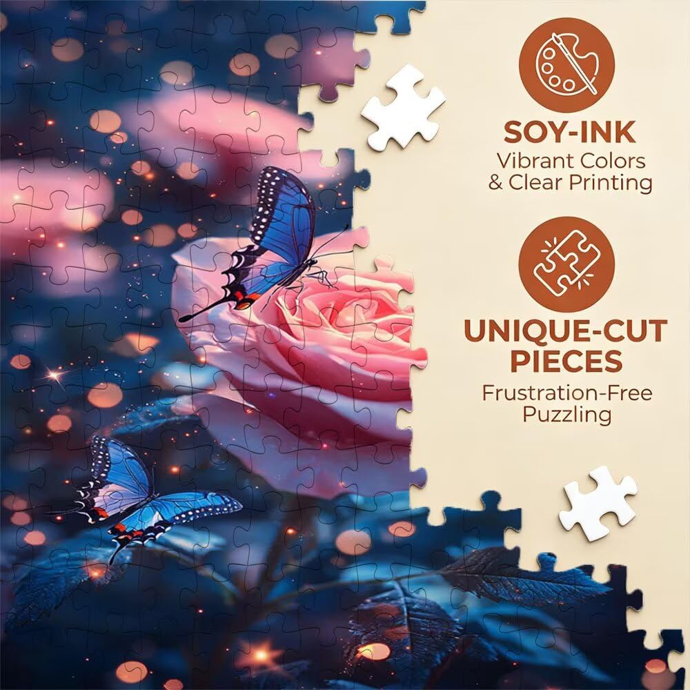 Puzzle 4000 sztuk, motyl różowa róża puzzle dla dorosłych 4000, drewniane puzzle, klasyczne gry edukacyjne, niemożliwe wyzwanie, rodzina gier, kreatywny prezent DX0YL1-360