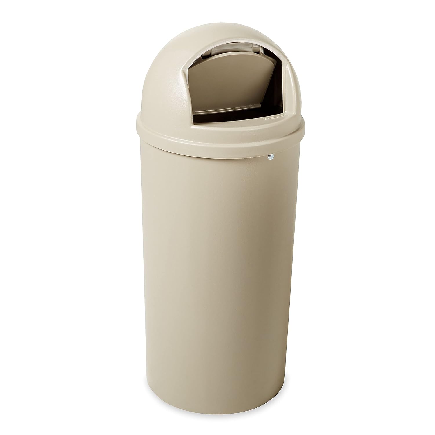 Rubbermaid Commercial Products Marshal Products Classic Outdoor/Indoor Trash Can with Lid, 15-Gallon, Beige, Round, Garbage Container/Waste Basket for Lobby/Office/Restroom/Restaurant/School