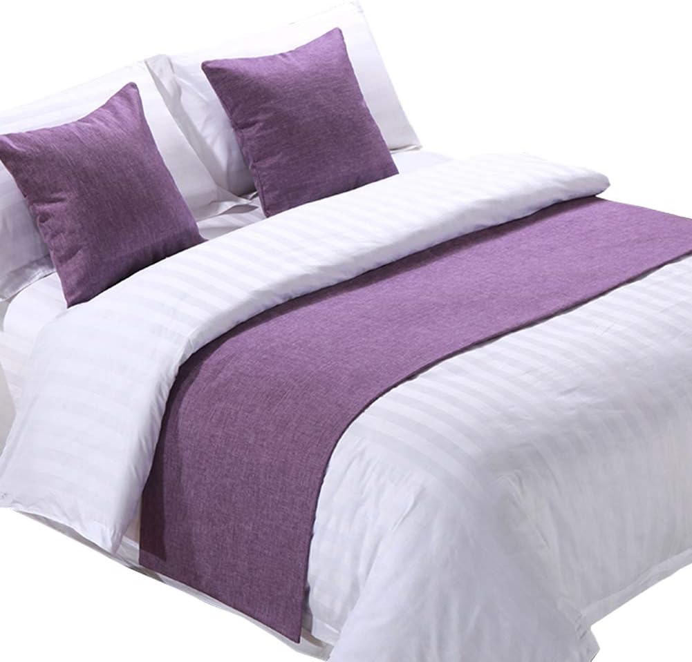 Solid Linen-Like Hotel Bed Foot Runner Home Decorative Bed Scarf Dining Table Runner 19.5"x70", Light Green