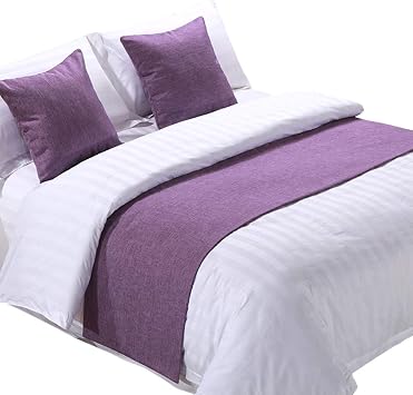 Solid Linen-Like Hotel Bed Foot Runner Home Decorative Bed Scarf Dining Table Runner 19.5"x82", Purple