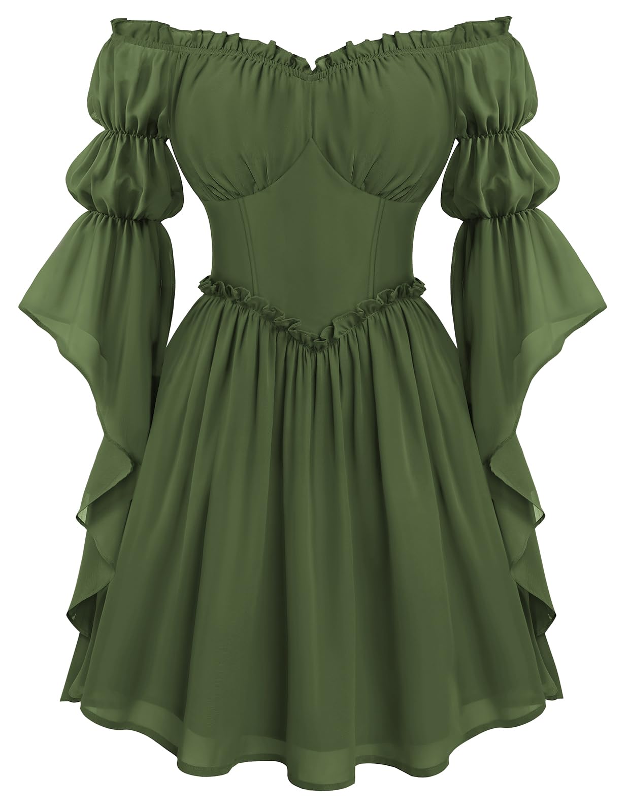 SCARLET DARKNESS Damen Schulterfrei Renaissance Korsett Kleid