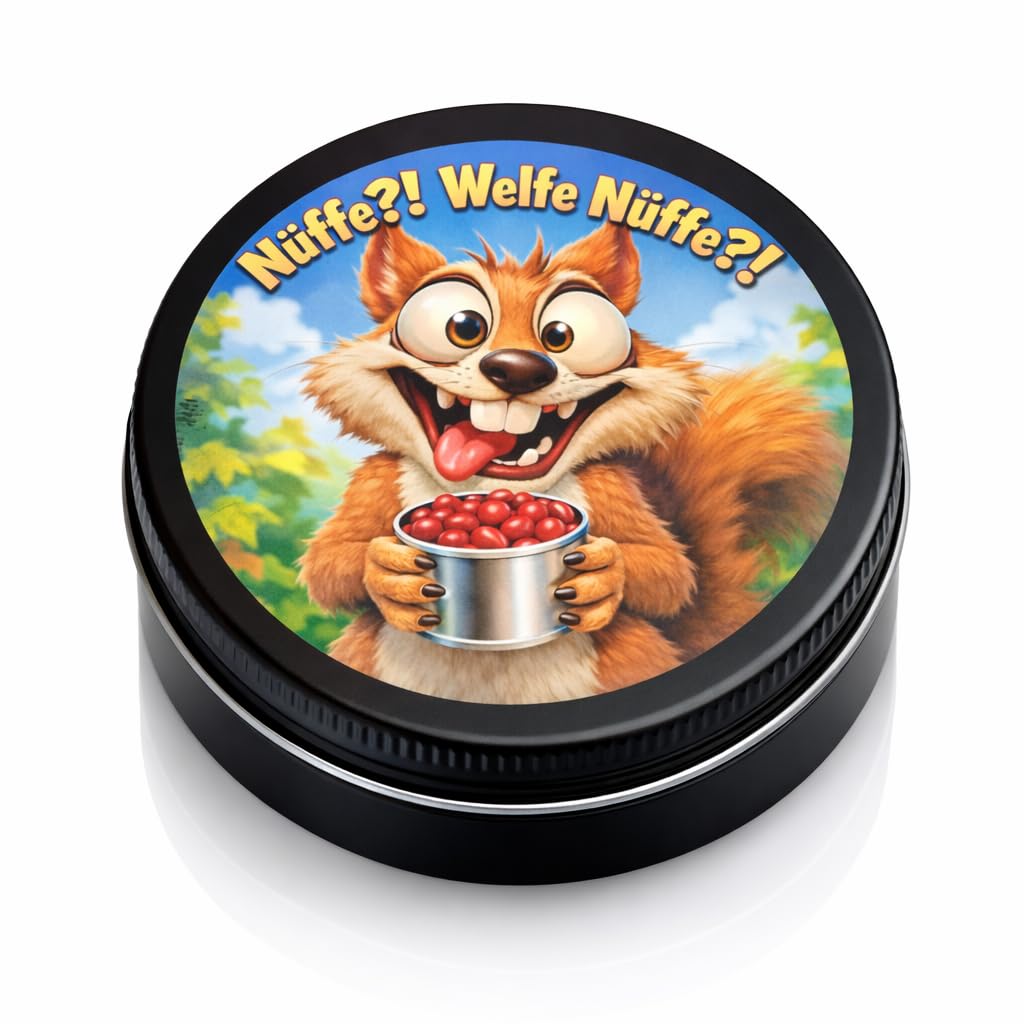 AnyCakes Nüffe?! Welfe Nüffe?! aus der Dose Scherzartikel Lustige Geschenkidee Party Brüller Spaßgeschenk Ostern Geburtstagsgeschenk. (Nüffe?! Welfe Nüffe?! Dragierte Nüsse)