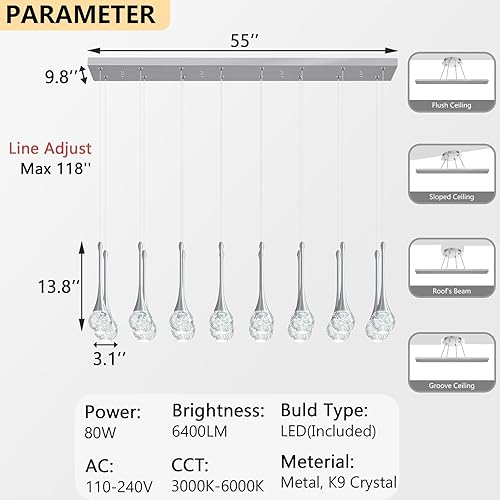 Miniatura 2 de 16 luces moderna Glam lámpara de cristal para techo alto LED regulable luz colgante para escalera, vestíbulo, entrada, sala de estar, lámpara de