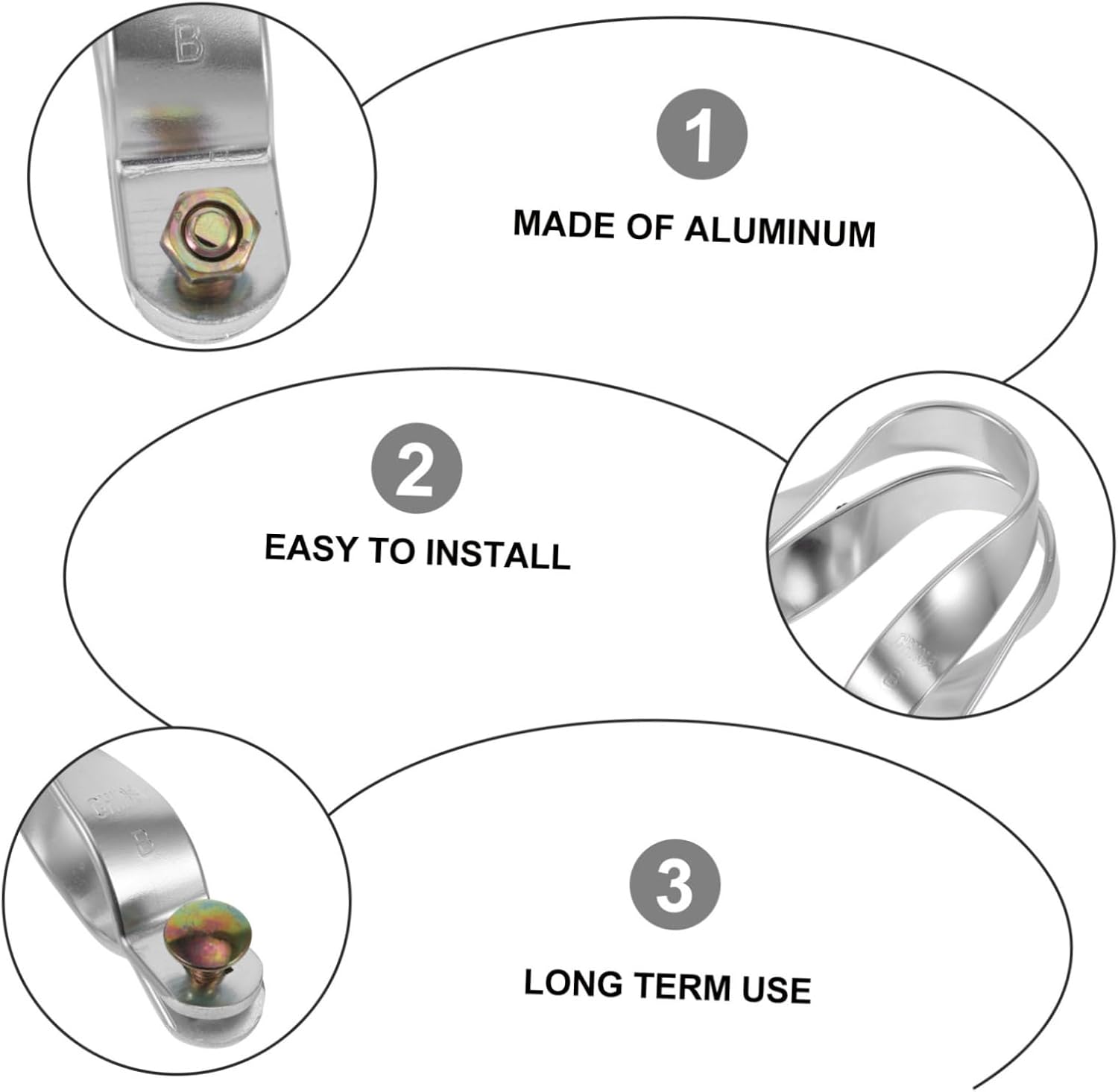 VICASKY 5sets Greenhouse Clamps for Pipe U-brackets Aluminum Frame Clamp Cross-connector for Greenhouse