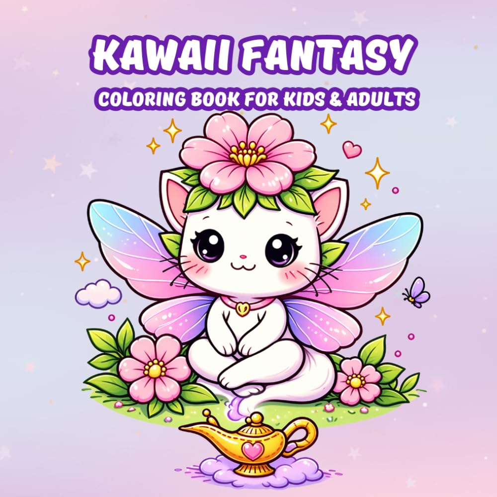Kawaii Fantasy Coloring Book For Kids and Adults: Relaxing Coloring Book