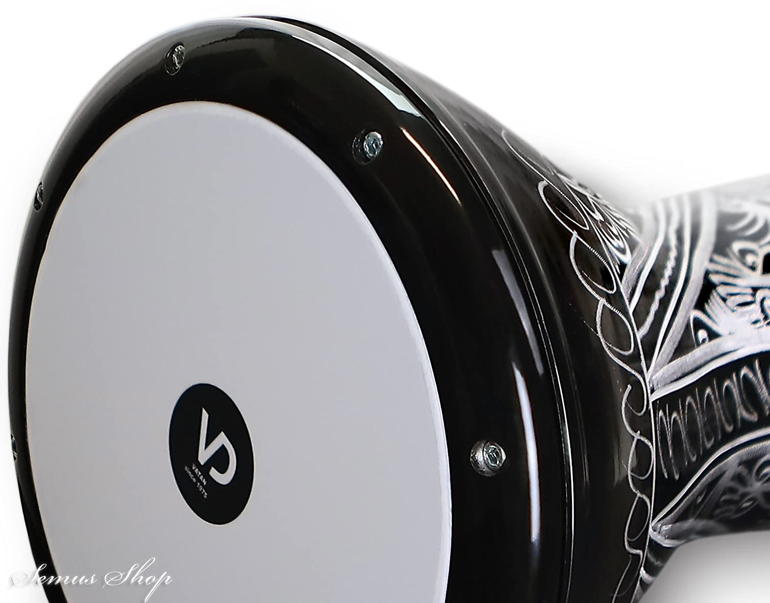 Darbuka Doumbek - Tamburo orientale professionale BASS con incisione a mano, accessori inclusi