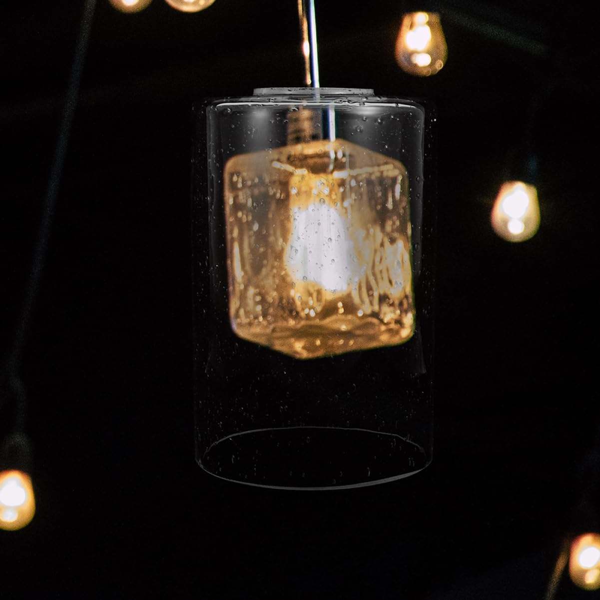 NUOBESTY 2pcs Cylinder Lamps Bubbles Glass Lampshade Covers Replacement for Pendant Light Fixtures