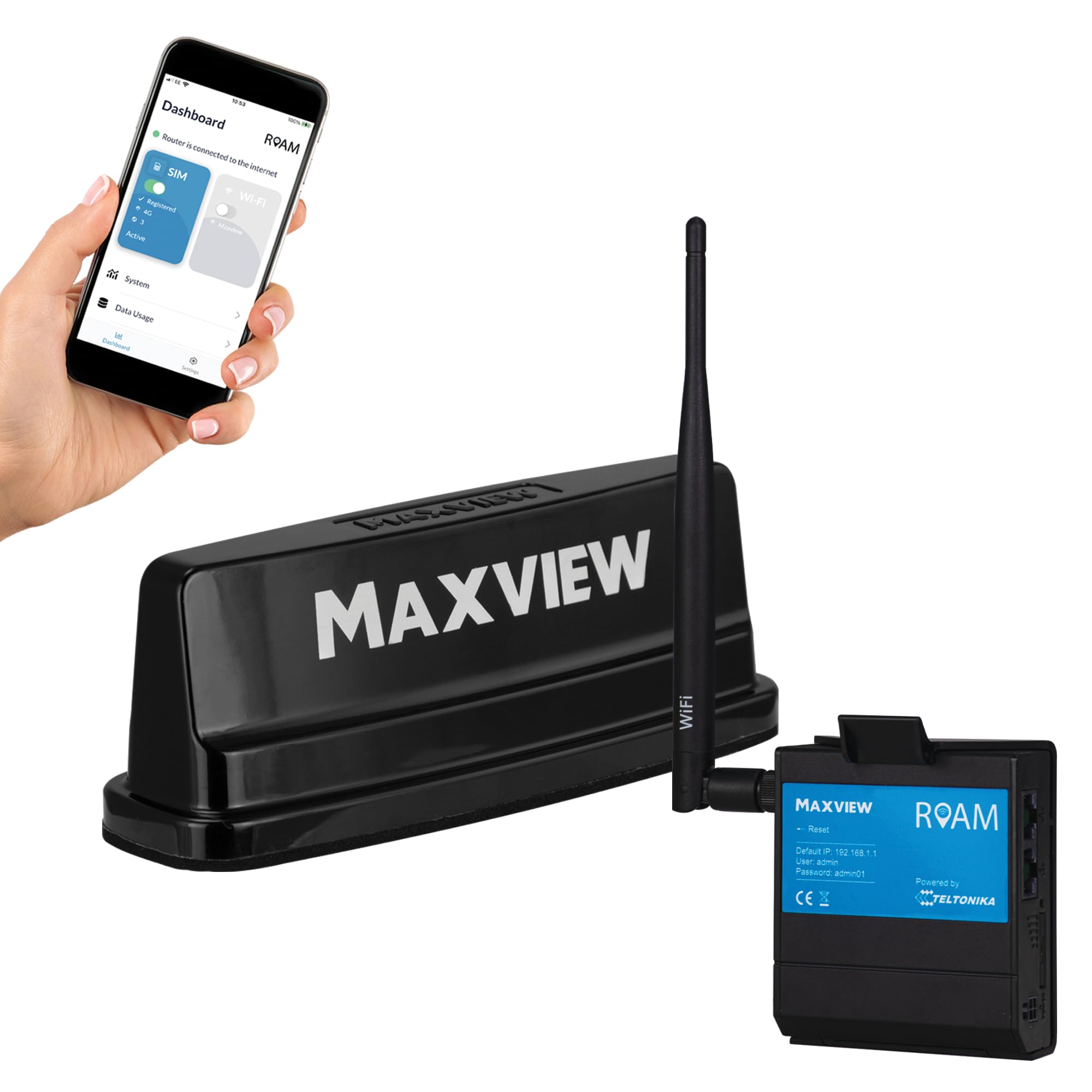 Maxview MXL056/B Roam Campervan WiFi System – 5G-ready, inklusive 5 GB SIM, schwarz