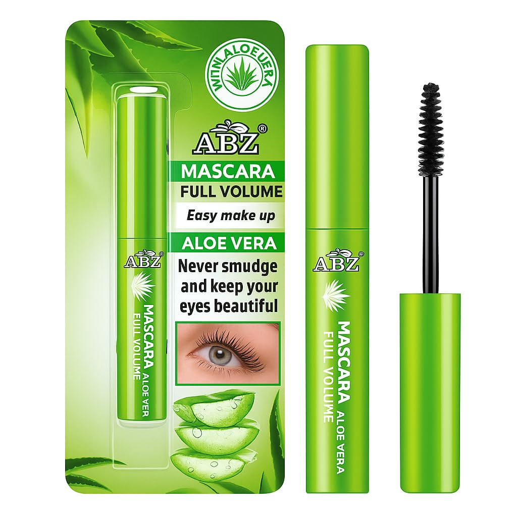 Deepsage Aloe Vera Organic Mascara – Non-Toxic, Volumizing & Lengthening | Water-Resistant, Long-Lasting Curl for Sensitive Eyes | Non-Sticky, Easy Removal