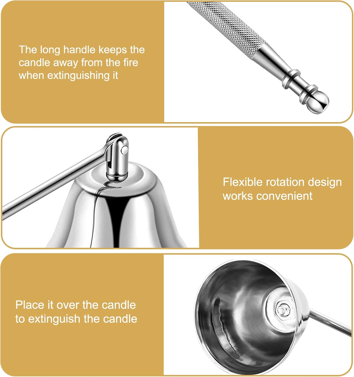 Esteopt Candle Snuffers - Silver Stainless Steel Candle Snuffer with Long Handle - Gift Box Packaging - Suitable for Gifts (Silver) - Image 3