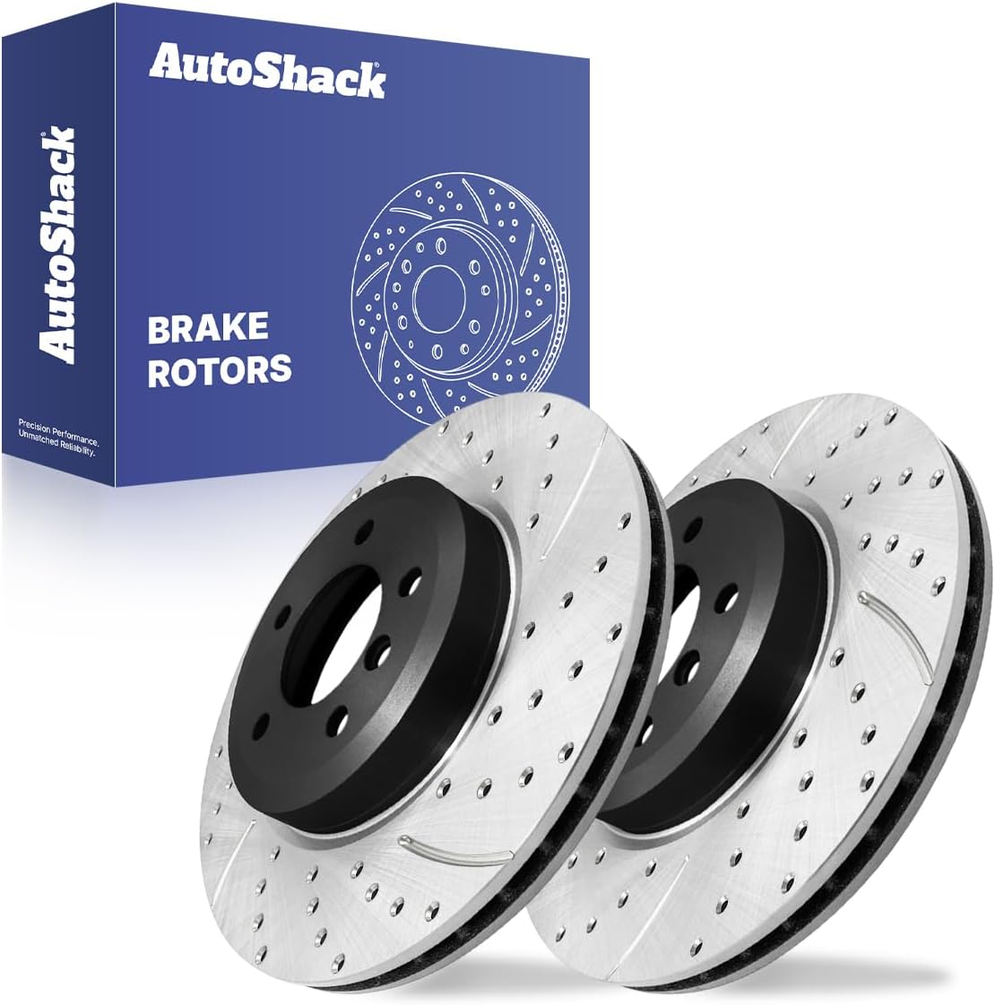 AutoShack Front Vented Drilled & Slotted E-Coated Brake Rotors 2-PC Set Replacement for 2006-2008 BMW Z4 2001-2006 BMW 330Ci ShadowGuard 12.78" (324.7 mm)