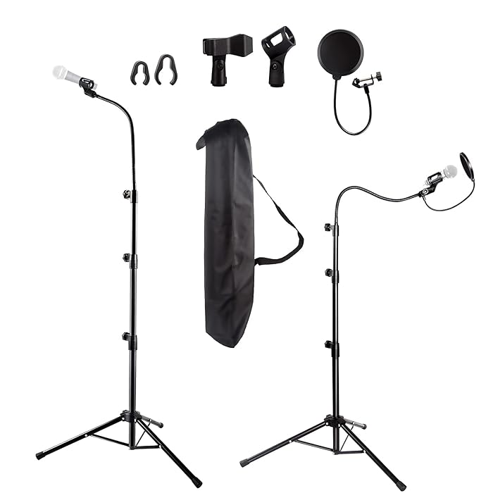 Buy Microphone Stand, Microphone Tripod Height up to 6 Feet Gooseneck