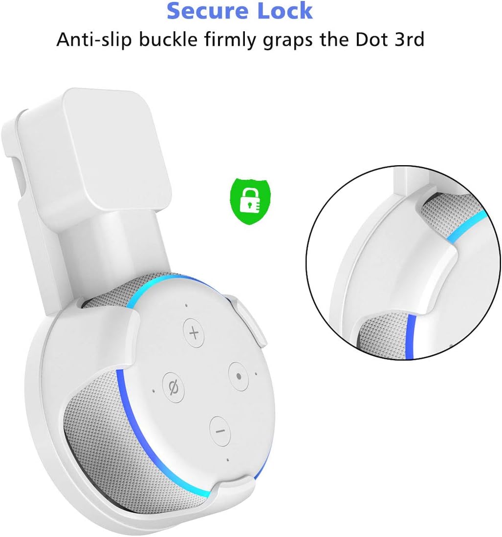 SPORTLINK Echo Dot (3rd Gen) Wall Mount, A Must Dot Accessories with Cord Arrangement Hide Messy Wires (White - 2 Pack)