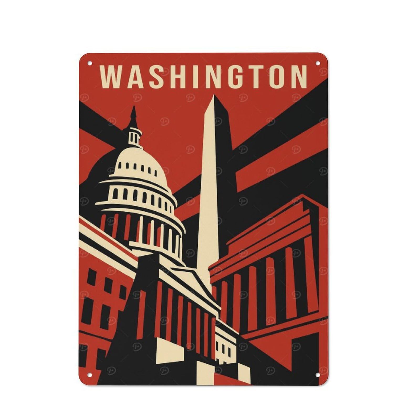 Junmoney Style-2 Casual Washington Dc Vintage Travel Shed Metal Sign 40X30cm, Shed Wall Decor For Greenhouse, Garden Room, Cafe Or Entryway