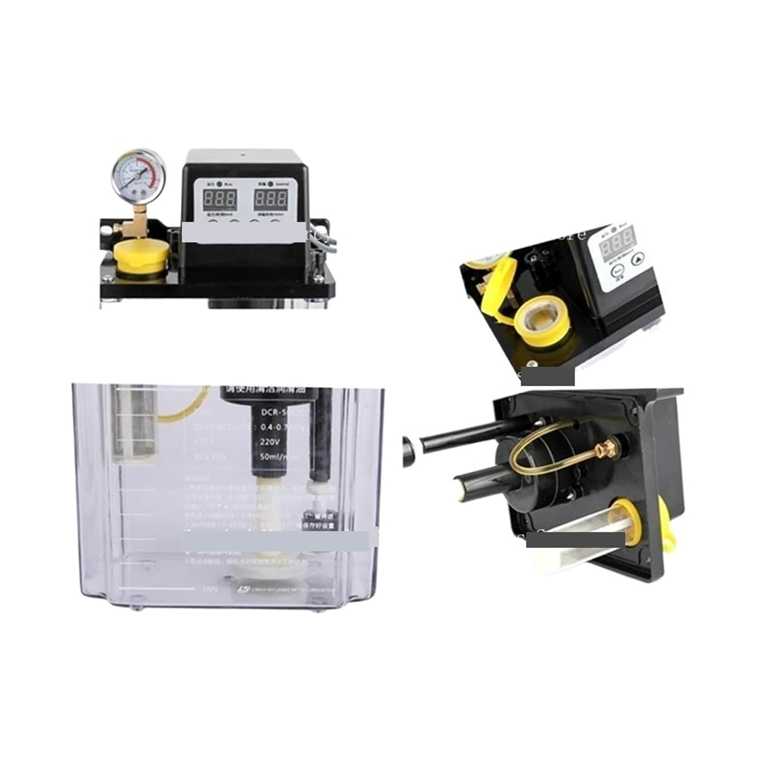 electromagnetic lubricating Pump 220V CNC Electromagnetic Lubrication Pump Lubricator 0.5/1/2 Liters Lubricant Automatic Lubricating Oil Inject(0.5LnoPressure Gauge)