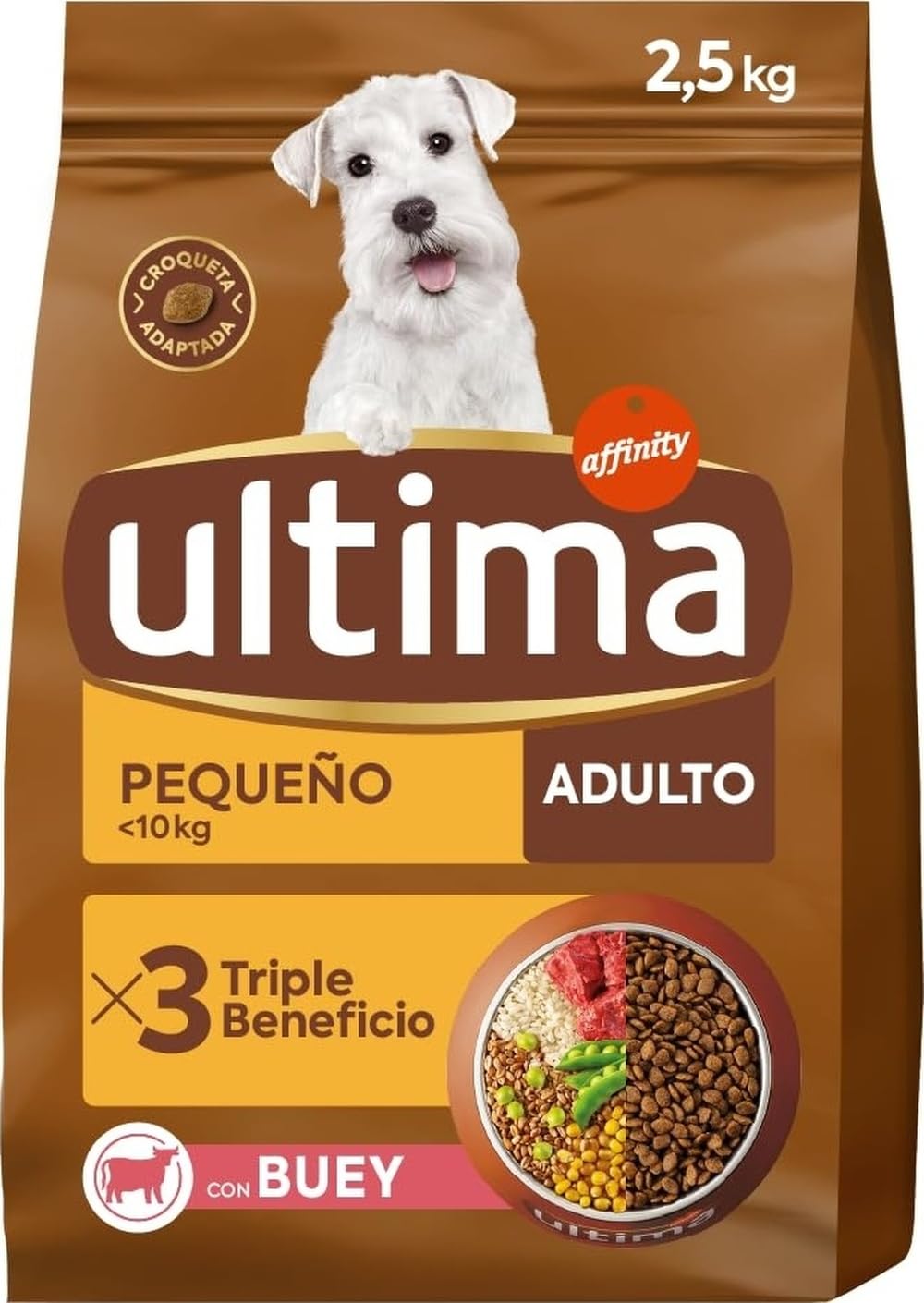 Ultima Pienso para Perros Pequeños Adultos con Buey - 2,5kg