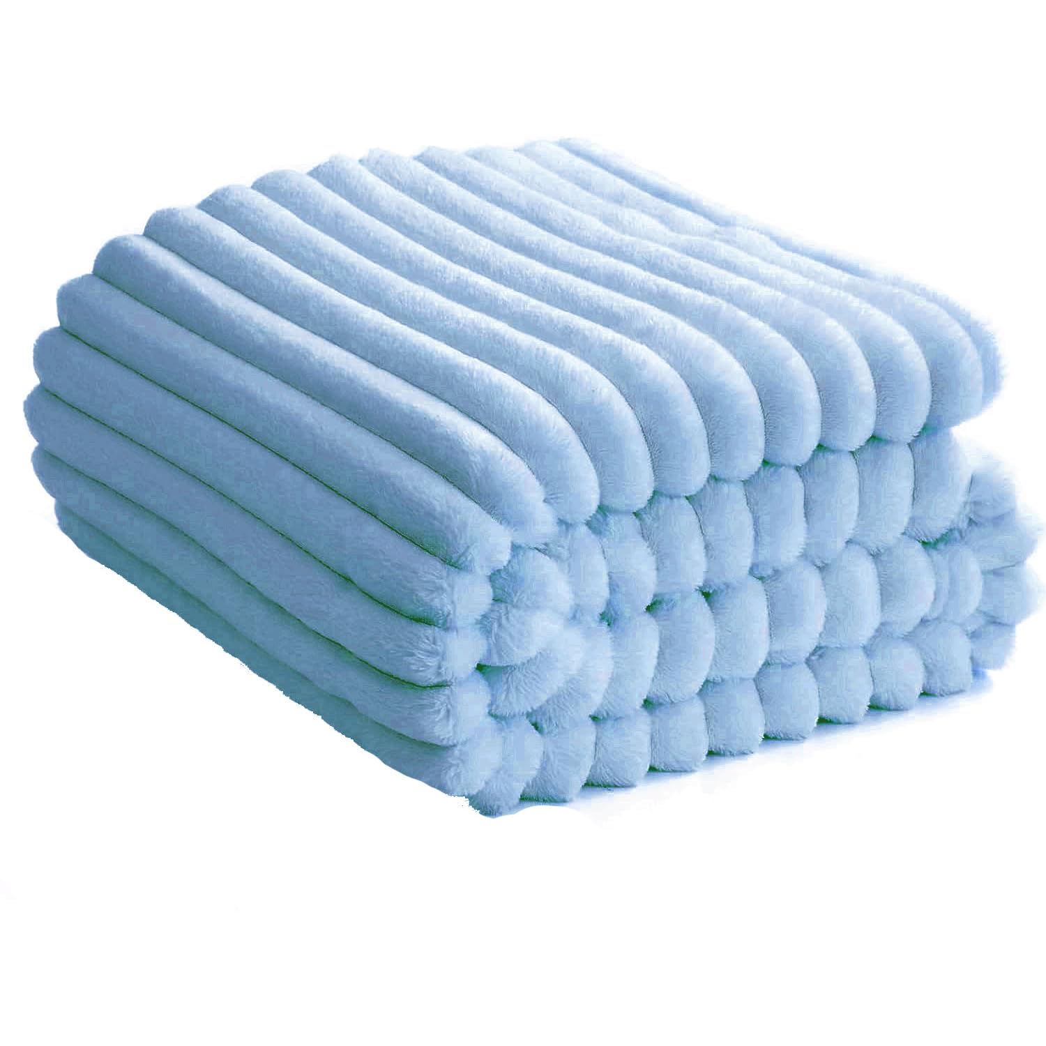 Soft Fleece Blanket Throws - Fluffy Warm Double King Luxury Ribbed Throw for Bedroom, Sofa Couch, Night Bed Blankets (Denim Blue, King (200x240 cm))