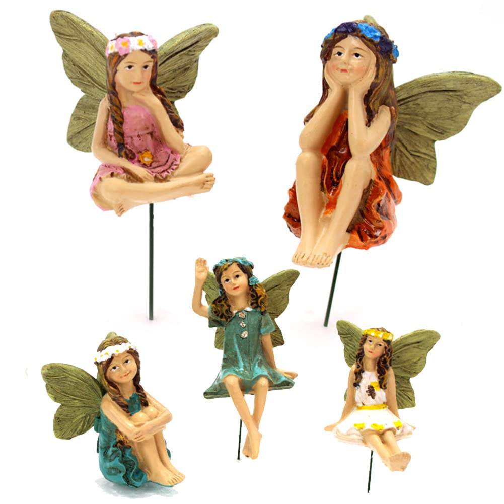 Statuette Fate in Miniatura, 6 Pezzi Statua di Fata in Resina in Miniatura, Accessori Giardino Fatato, Mini Ornamenti Fatato Figurine All'Aperto, per Torte Compleanno e Giardino Decorazione