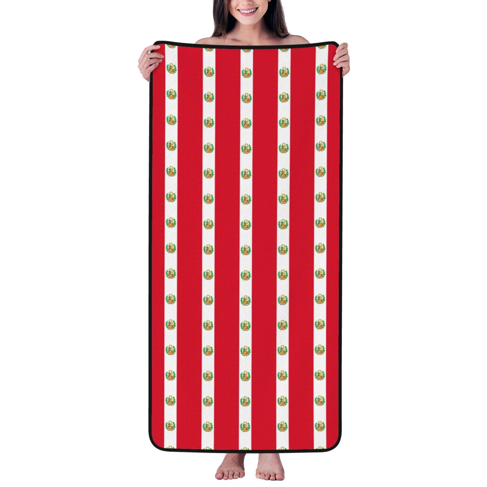 pojknbv Flag Of Peru Print Comfortable Coral Velvet Bath Towel Home Bathroom Hotel Spa Beach Travel Holidays