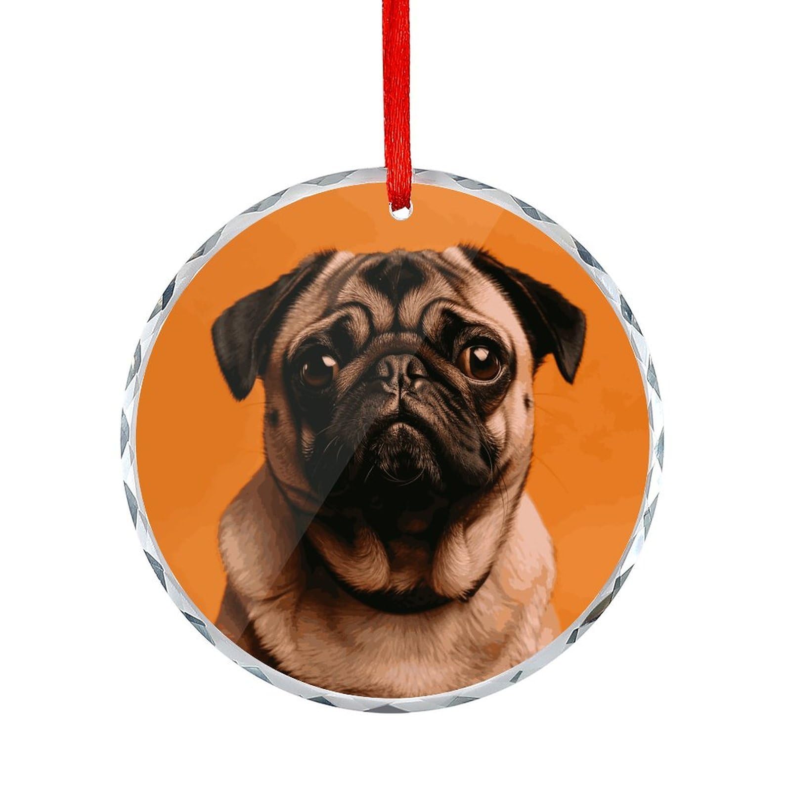 Btcowzrv Style A Pug Round Ornament Hanging Pendant Decor