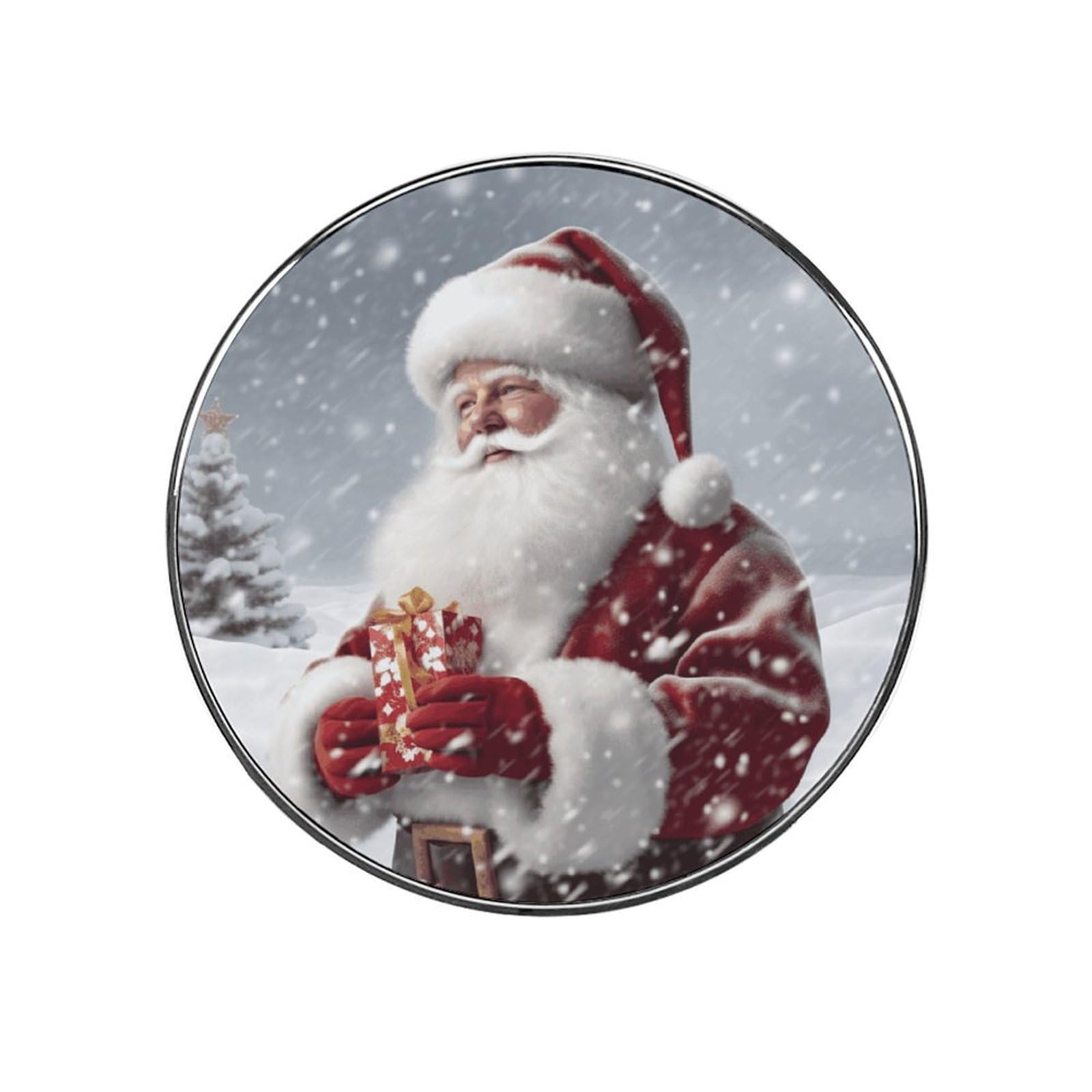 Santa Claus Snow Secenry Fridge Magnet Magnetic Refrigerator Magnets Mini Round Kitchen Fridges Magnets for Kitchen Office Whiteboard Cabinet and Dishwasher
