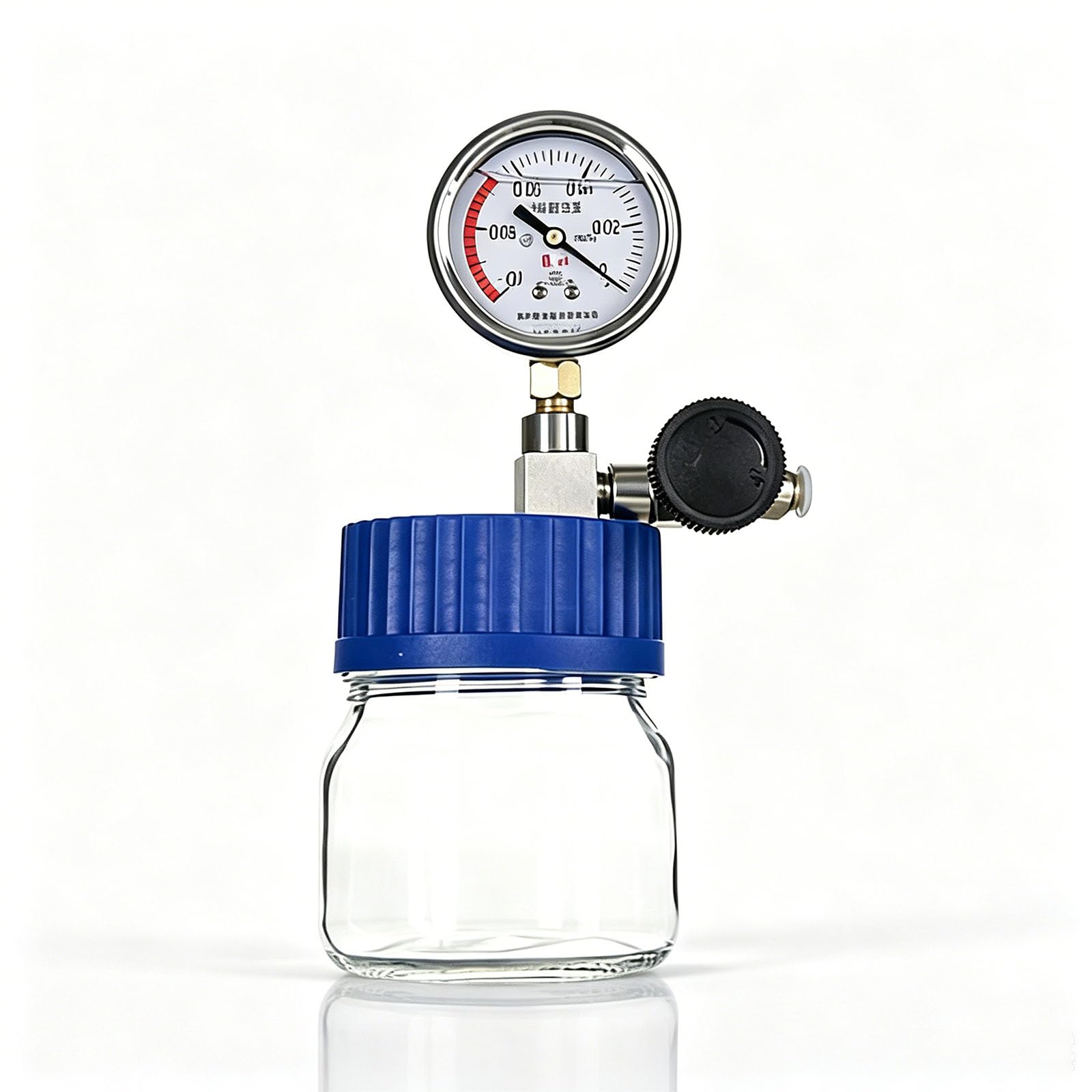 Camera Di Degassamento Sottovuoto In Vetro Con Manometro In Acciaio Inox, Per Un Degassamento Efficiente Di Resine, Siliconi Ed Epossidiche, Per La Conservazione Di Campioni Di Laboratorio E La