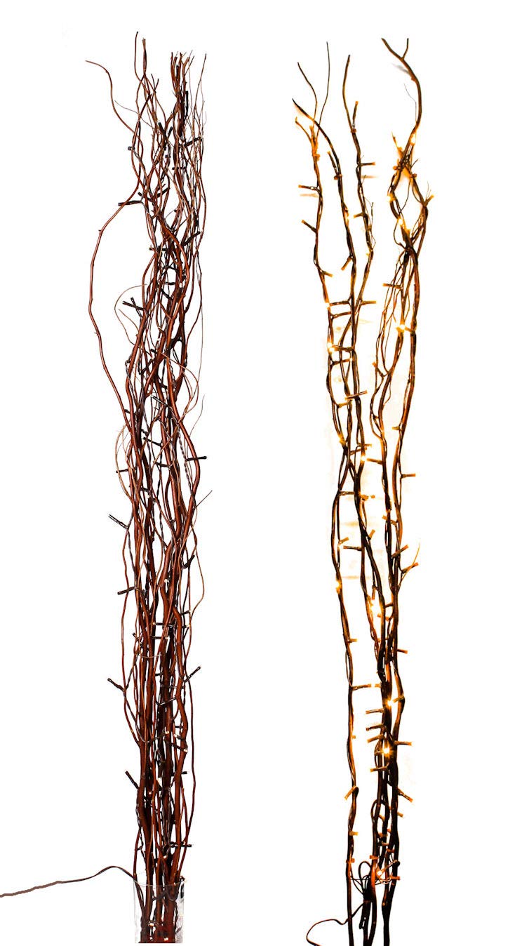 Beleuchtete Weidenzweige 5er-Set – 90 Cm, 50 Warmweiße LEDs, Herbst/Winter-Deko, Inkl. 3m Kabel, Braun