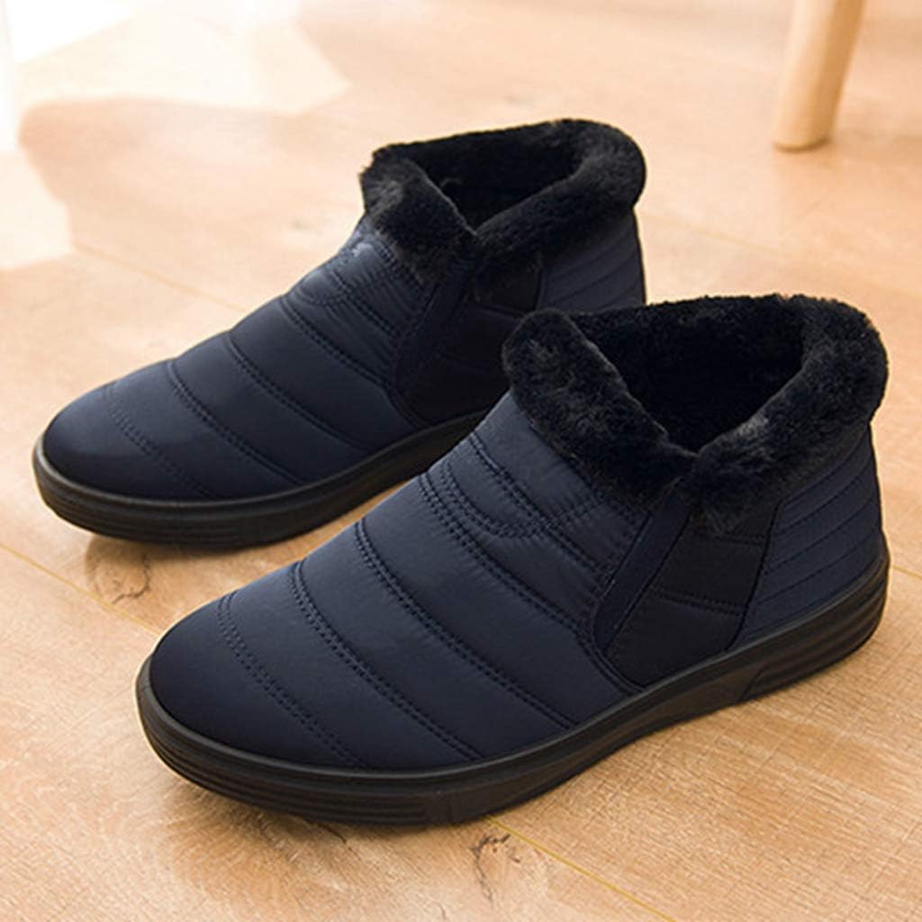 MIOKE Women's Winter Fur Snow Ankle Booties Waterproof Lightweight Slip On Outdoor Rain Snow Short Boots