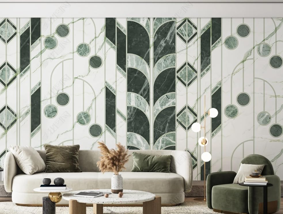 Papier peint intissé géométrique effet marbre haute définition 200cm