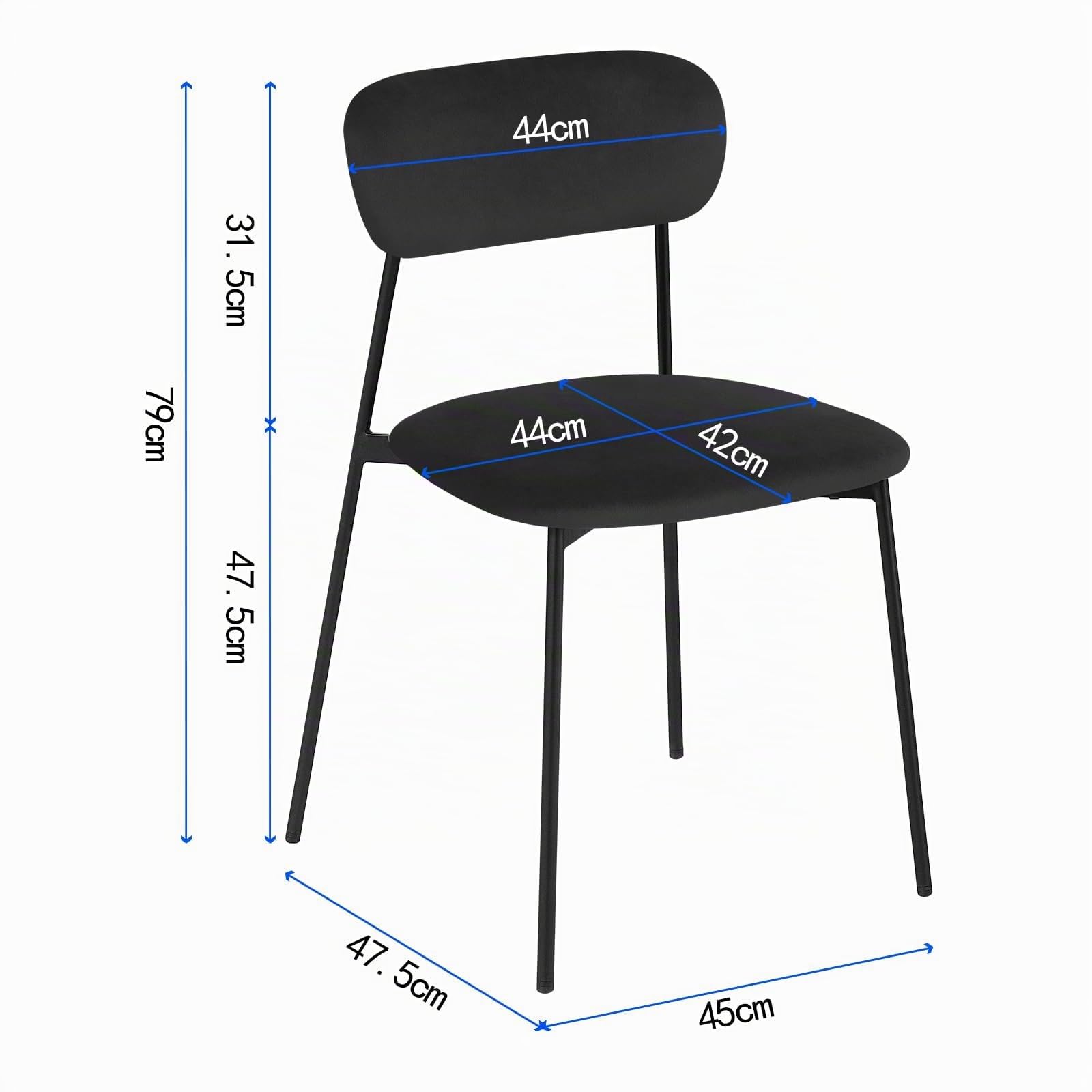 Lestarain 4X Sillas Comedor con Respaldo, Sillas Cocina con Asiento Tapizado, Sillas Modernas para Dormitorio, Salón y Cocina, Sillas Comedor Nórdicas, Terciopelo, Negro