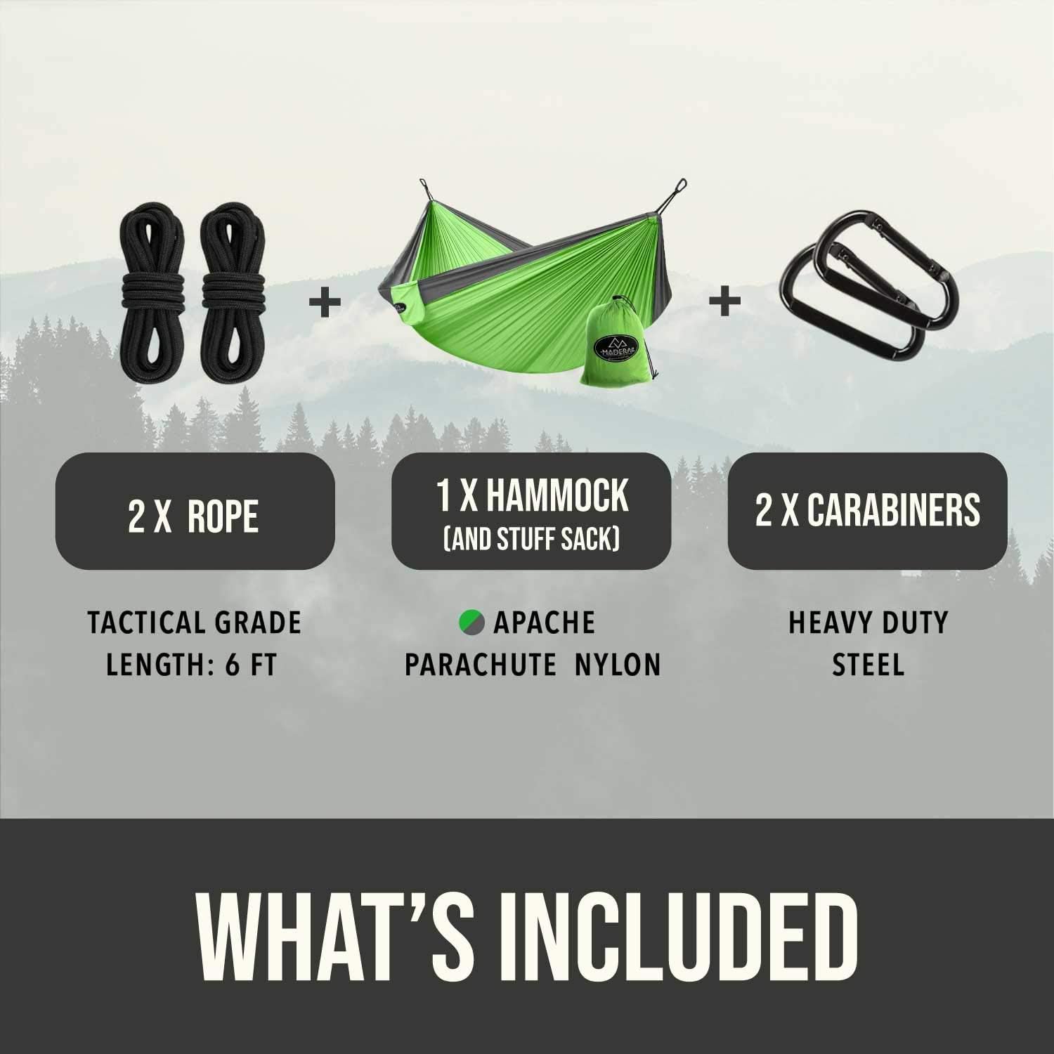 Madera Outdoor Hammocks - Camping Hammock for Outdoors, Backpacking & Camping Gear - Portable Hammock for Travel, Outdoors - Tree & Hiking Gear - Hammock That Holds 400lb (Apache) s