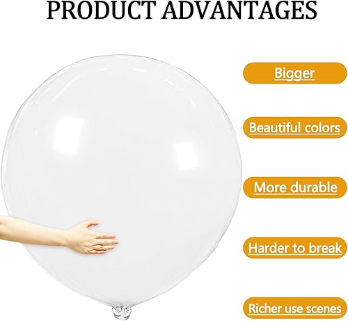 Miniatura 3 de Globos blancos grandes de 36 pulgadas, 9 globos de látex grandes de color blanco, globos grandes para decoraciones de cumpleaños, bodas, fiestas