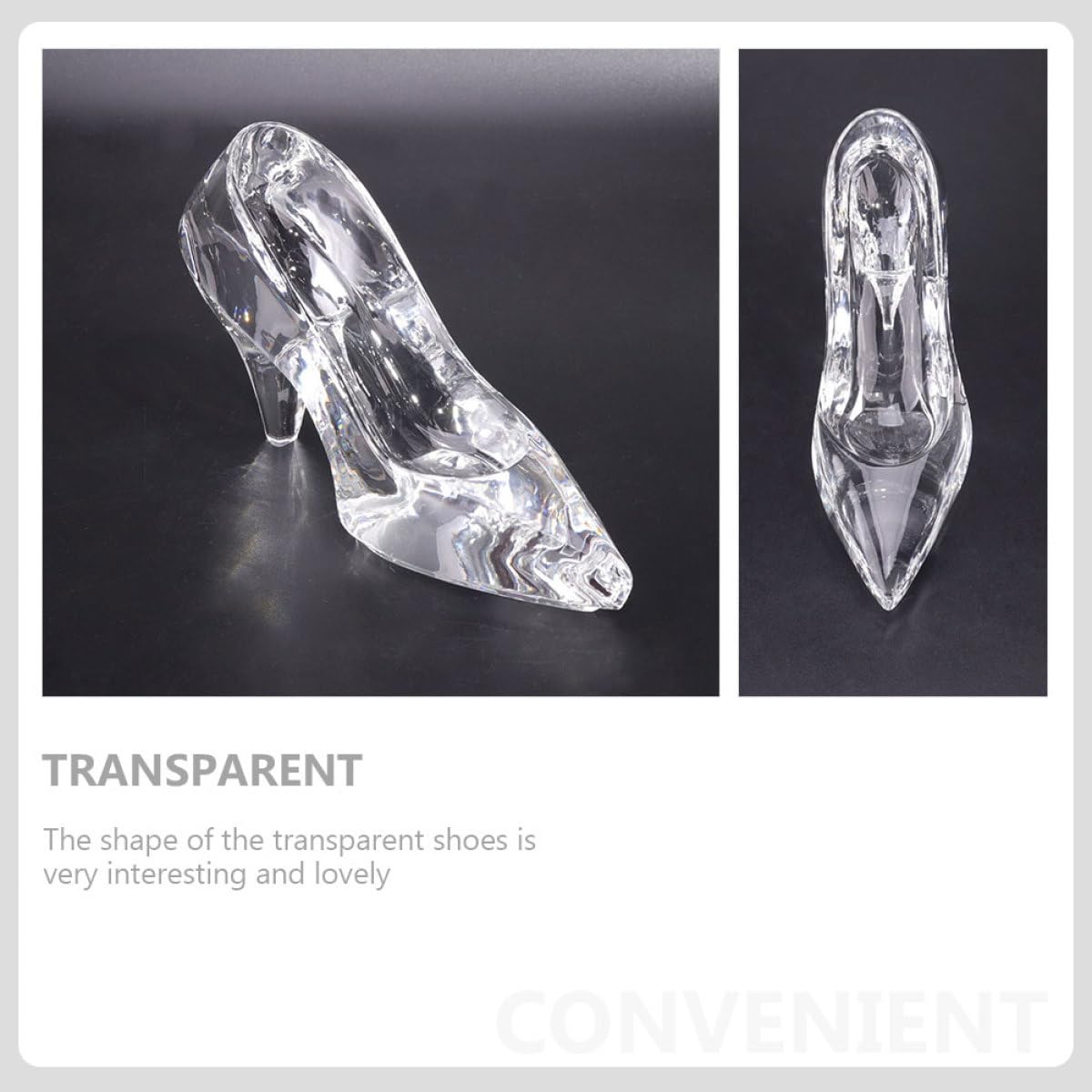 Abaodam 24 Pièces Mini Chaussures De Cendrillon en Cristal Transparent Chaussure De Cristal Accessoire De Bureau Décoratif Décor pour Maison Salon Fête Et Cadeau pour Poupées