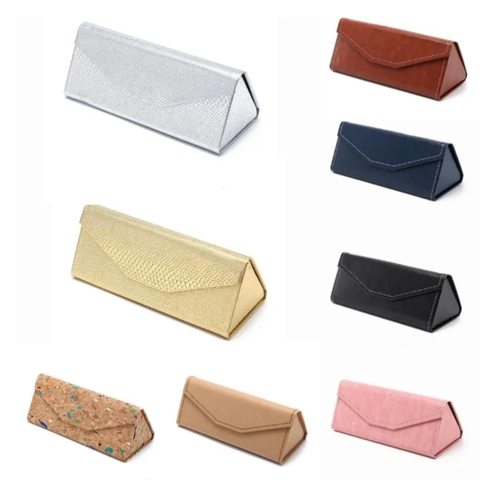 Triángulo Plegable Funda de Gafas Estuche protector triangular de cuero sintético for gafas sol, color sólido, impermeable, plegable, for hombre