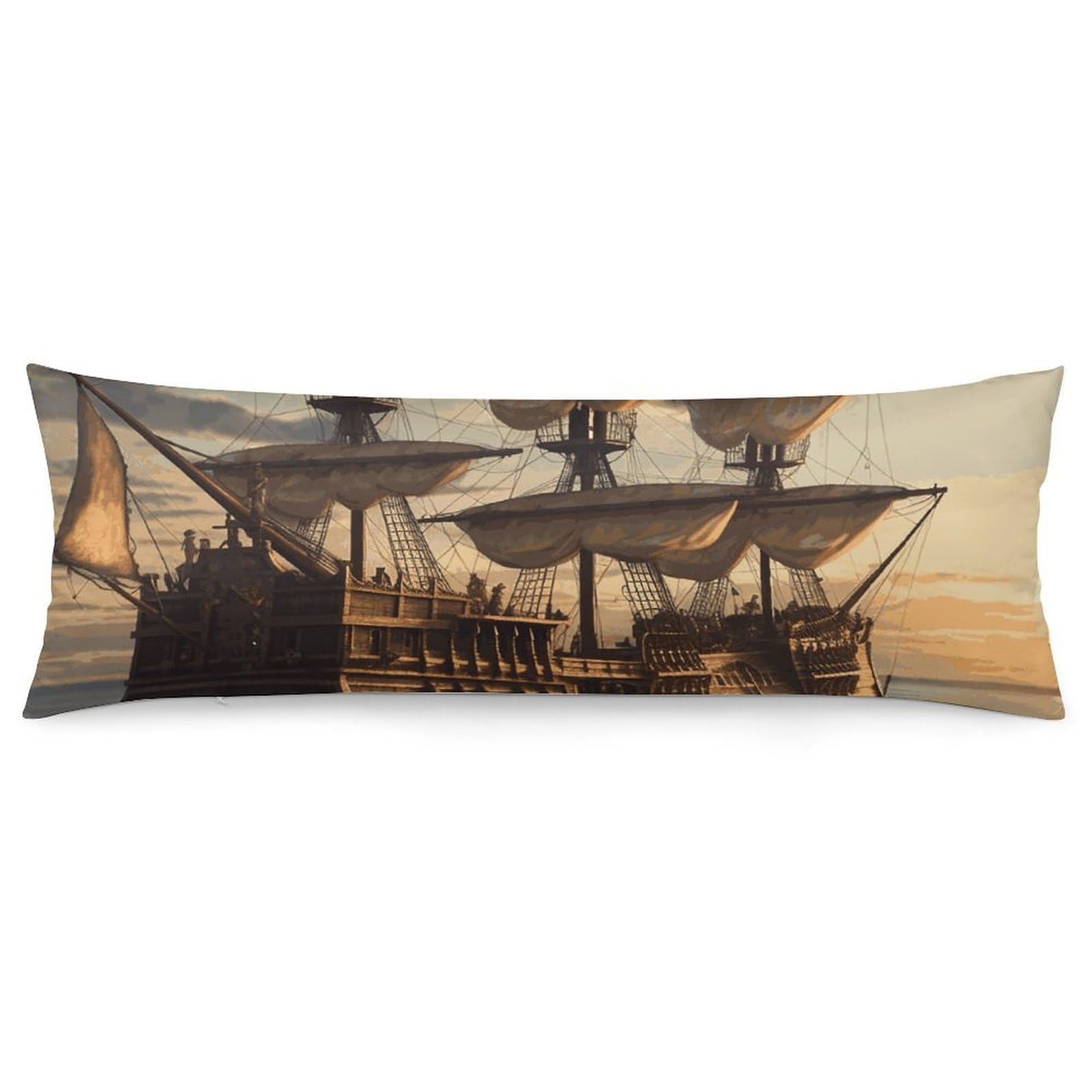 2 Pack Pillow Cases for Hair and Skin, Soft Breathable Pillow Case Covers with Hidden Zipper, Fantasy Pirate Ship Pillowcase 20"x54" Pillow Covers for Sleeping Gift
