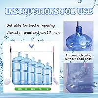 Vista 6 de Cepillo para botellas, paquete de 3 cepillos de cubo de mango largo con 2 tapas para jarra de agua, cerdas de nailon rígidas y mango de acero