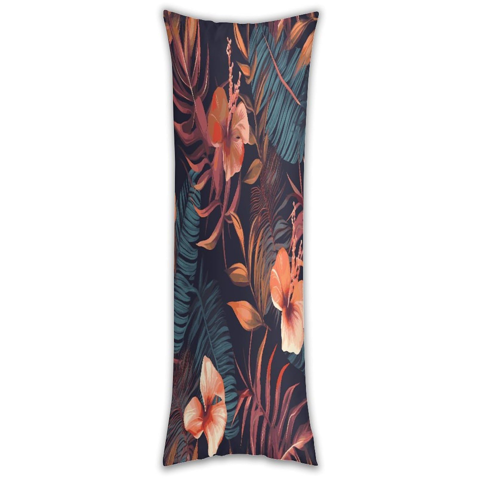 Tropical Flower Long Pillow Case with Zipper Ultra Soft Microfiber Long Pillow Cover Breathable Body Pillow Protector Soft Wrinkle Pillowcase for Bed Sofa Bedroom 53 X 19 in