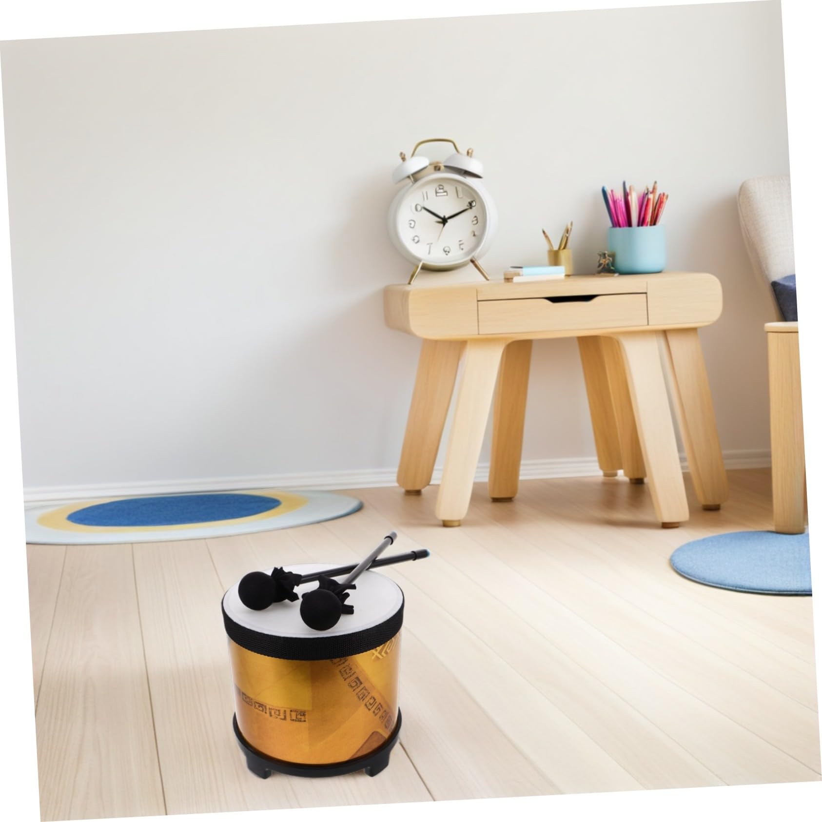 YARNOW Batteria Floor Tom per Bacchette Strumento Musicale Orff Educativo per Prima Infanzia Gioco Percussione Portatile per Lezioni di Musica e Scuola