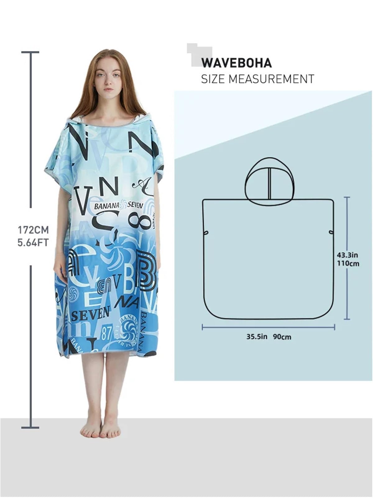 Poncho de Plage à séchage Rapide, Serviette Surf, Sweat Capuche, Peignoir en Microfibre, Poncho for Adultes pour Le Surf, la Natation