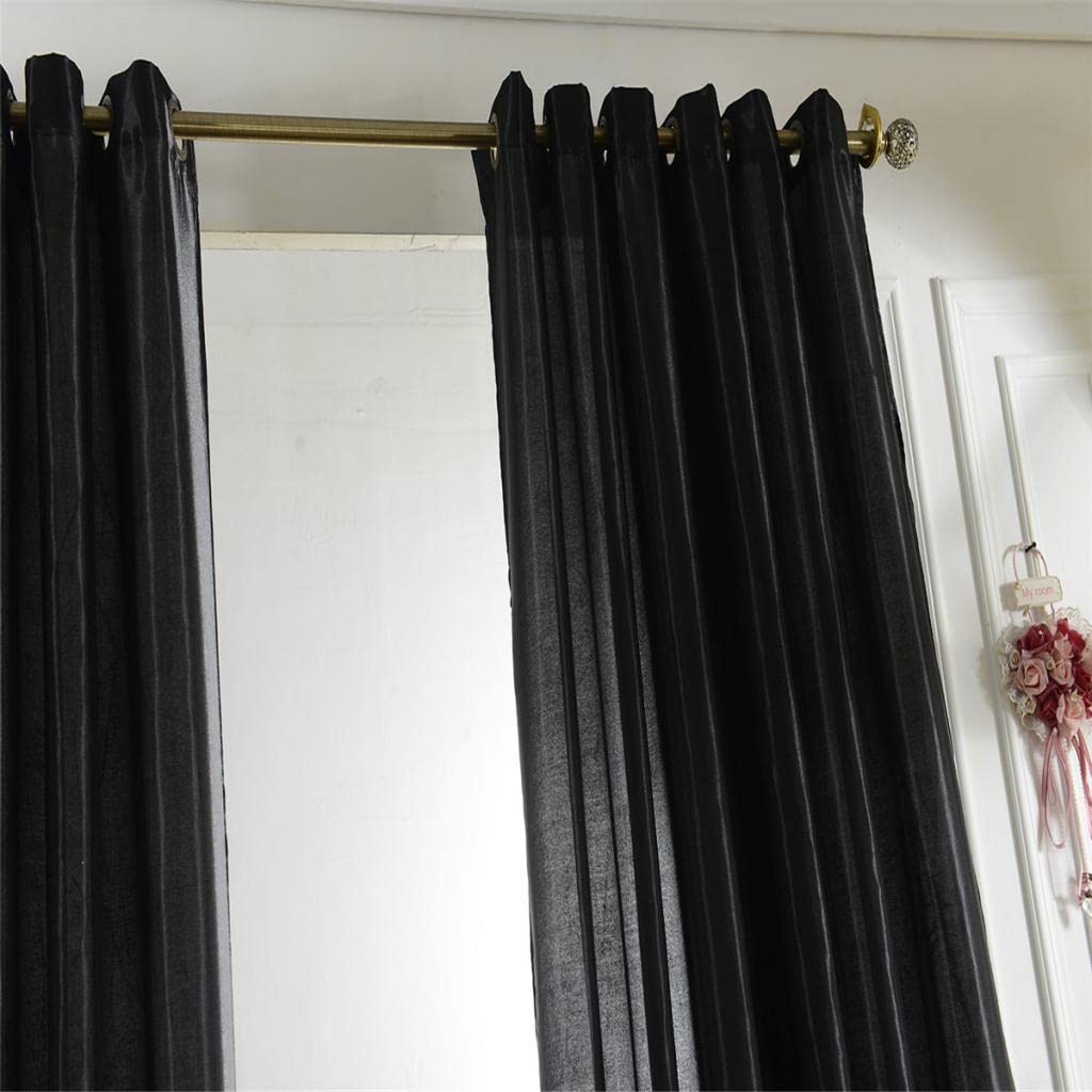 Enakshi® Smooth Satin Window Curtains Blackout Shade Eyelet Curtains 200x250cm Black|Home & Garden | Window Treatments & Hardware | Curtains Drapes & Valances-image-3