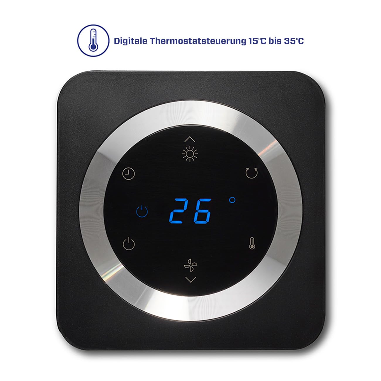 Clean Air Optima CA-904 Design Heizlüfter 2000W Digitaler Thermostat Oszillation 80° bis 40m² Schwarz