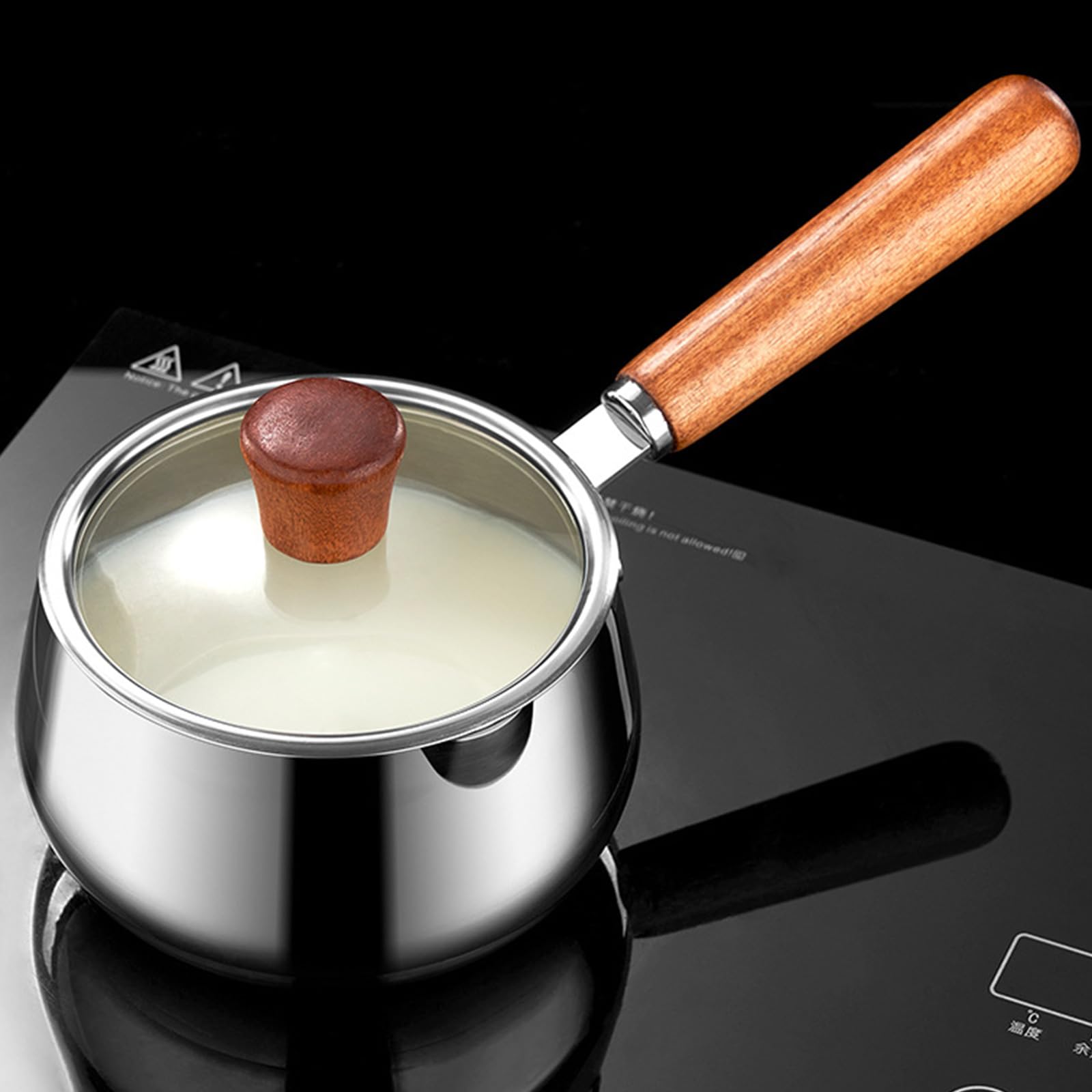 Ollas de cocina pequeñas sartenes pequeñas con tapa y asa, cacerola de acero inoxidable 316, textura para calentar leche