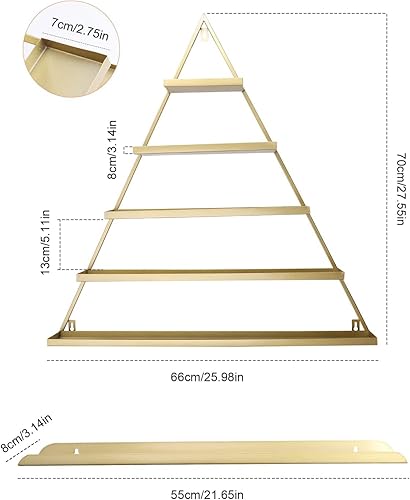 Miniatura 10 de Lorvain Estantes de almacenamiento de esmalte de uñas de metal para montaje en pared, estante de exhibición triangular blanco de 5 niveles, vitrinas