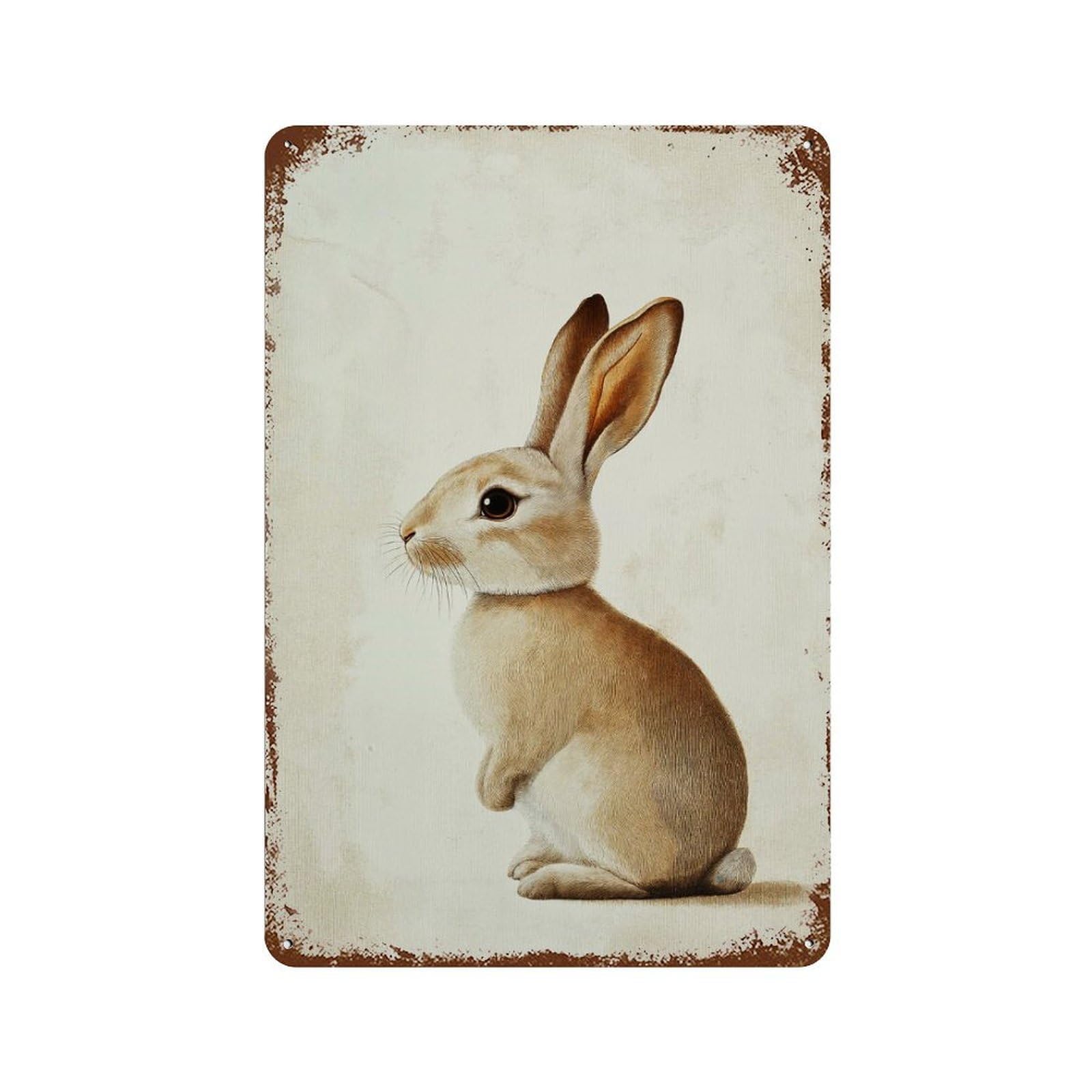 Cute Rabbit Bunny Nursery Rust Effect Tin Sign 11.8"x7.9", Industrial Home Decor for Bistro, Counter And Cafe Decor