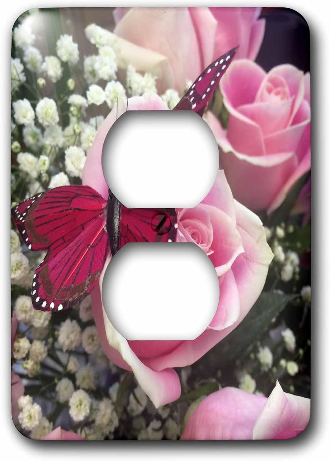 3dRose lsp_212337_6 Image of A Pink Butterfly - 2 Plug Outlet Cover