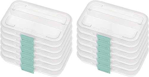 STERILITE 17248612 Caja dividida pequeña, caja transparente con pestillo de color, paquete de 12