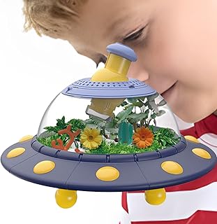 Critter Catcher, Durable Critter Magnifying Viewer, UFO Cage with Concealed Handle Clear Close Look for Early Education Children Camping Trips Outdoor Indoor Surveys Pingfen