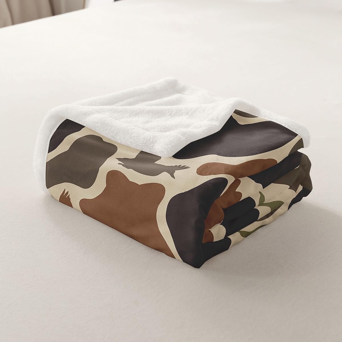 Erosebridal Duck Hunting Fleece Blanket Throw 50"x60" Army Camo Warm Plush Sherpa Blanket Camouflage Military Fuzzy Plush Throw Wild Woodland Farmhouse Room Decor - Image 7