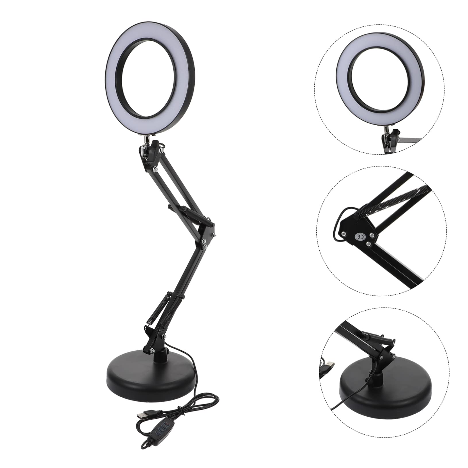 1 Lupa para pc protección de Ojos Tipo Clip Escritorio Maquillaje Lupa Mesa Femenina Mani LED Escritorio Plegable luz lámpara de Arte de uñas