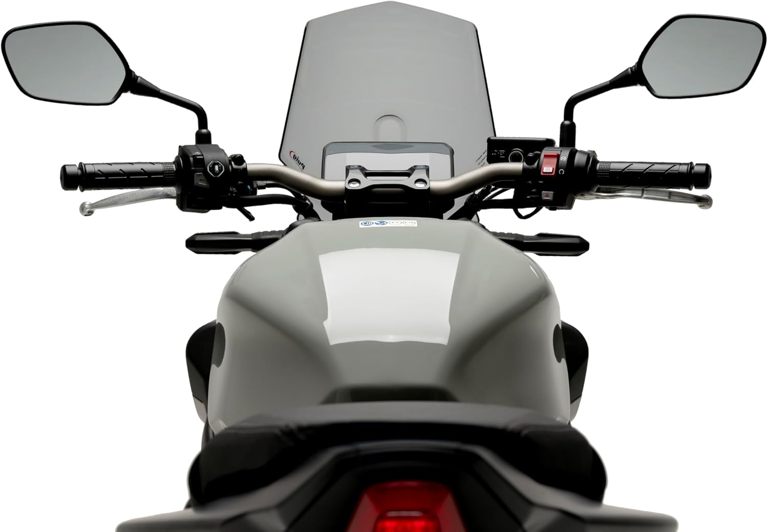Rider's perspective view of the Puig 21960H windscreen installed on a Honda CB650R Neo Sports Cafe 2024 motorcycle.